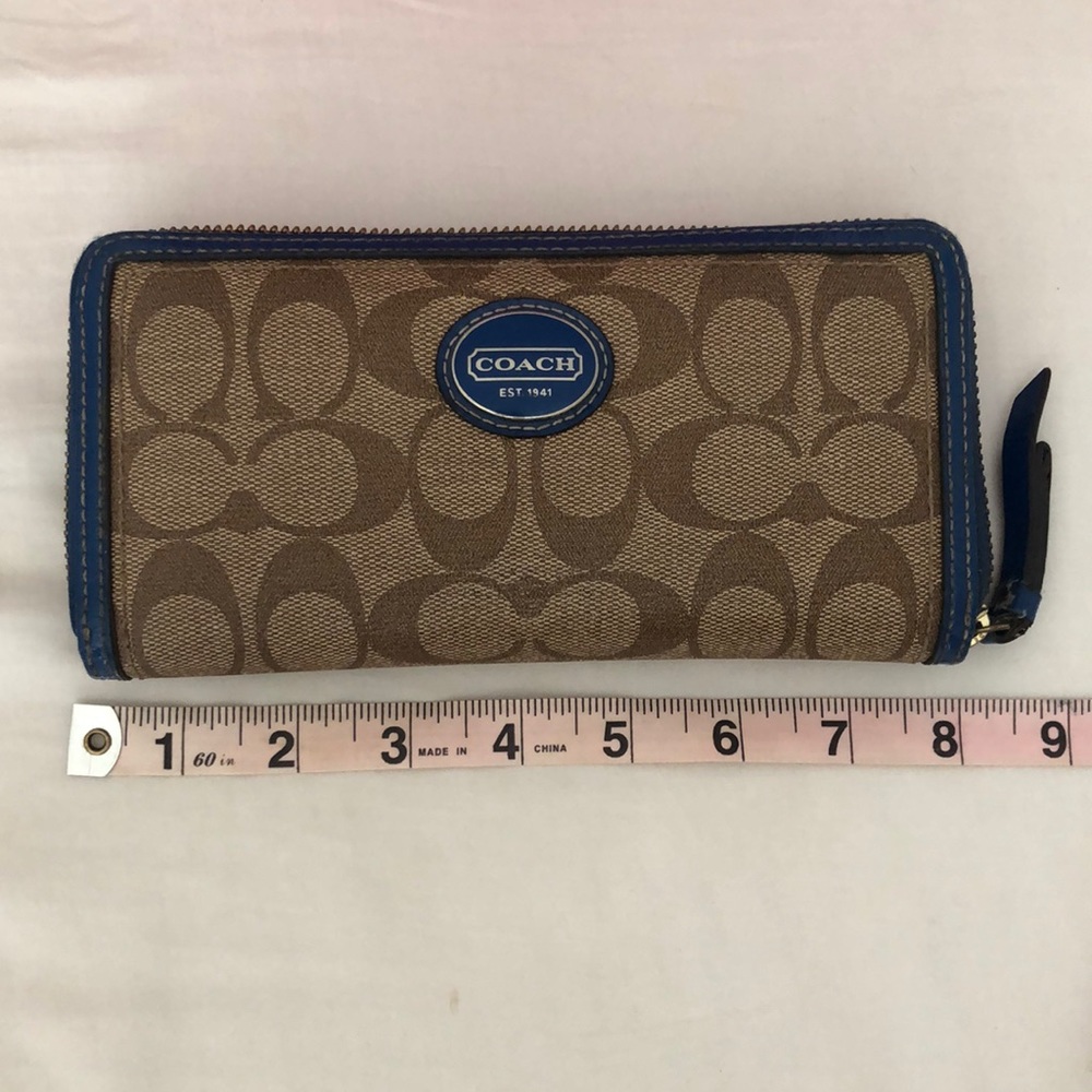 Coach Signature Leather Zip Around Wallet